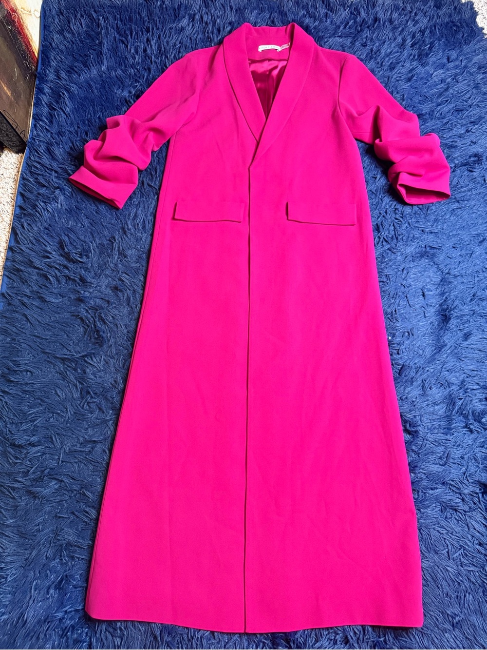 NWOT Alice + Olivia Angela Trench/ Long Coat In Raspberry. Size S